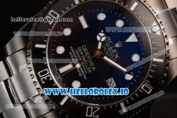 Rolex DEEPSEA Sea-Dweller Clone Rolex 3135 Automatic PVD Case Blue Dial With Dots Markers PVD Bracelet (BP) - Click Image to Close